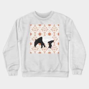 Tapir on Abstract Floral Pattern Crewneck Sweatshirt